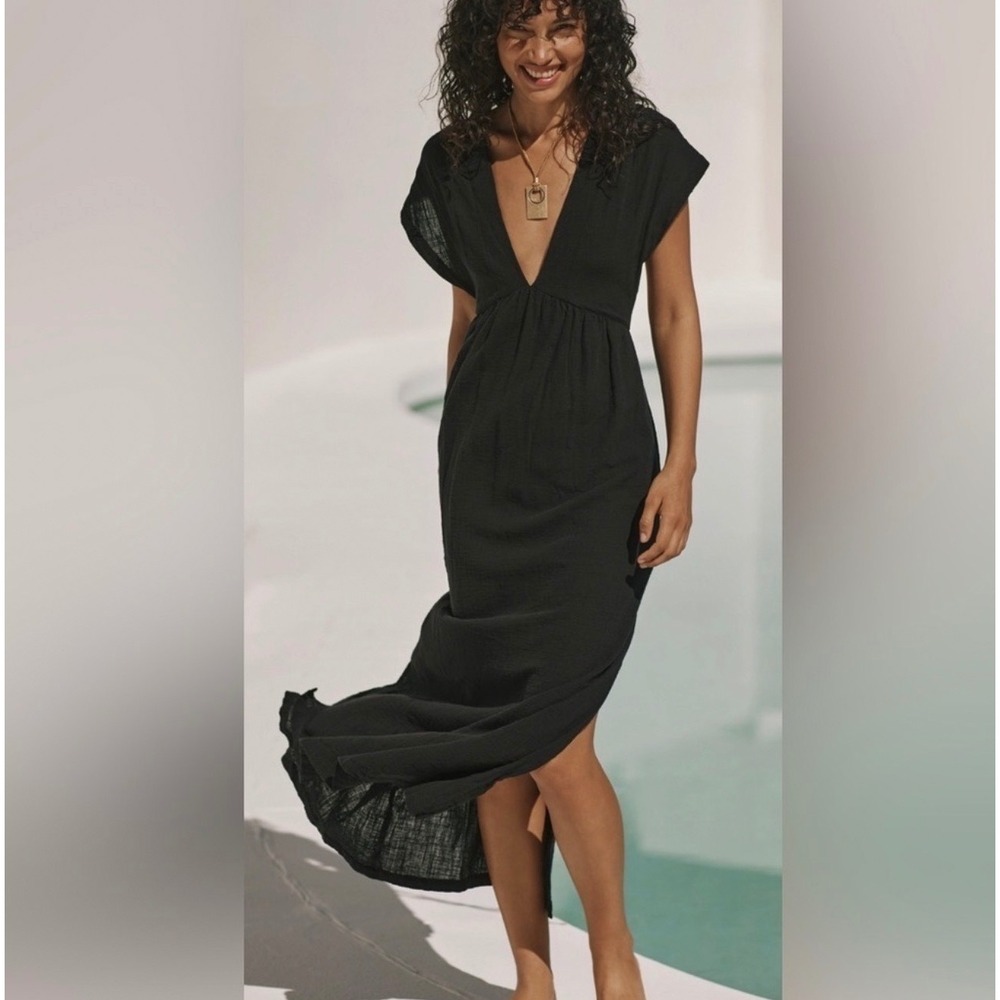 Malai Nobel gauze V-Neck Open Back Maxi Dress‎ Anthropologie size Large